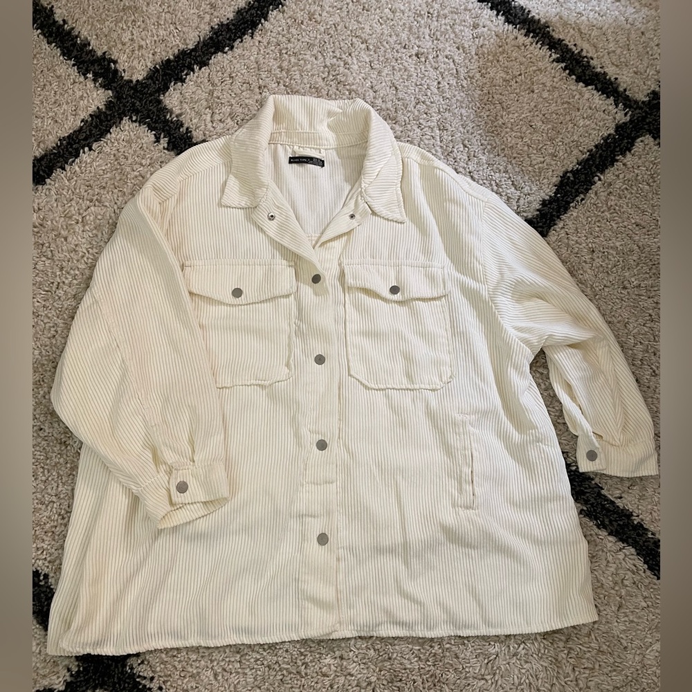 Black Tape Corduroy Shacket in cream - 3X